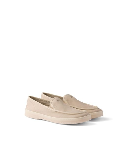 Prada White Fabric Loafers, Size 6 for men