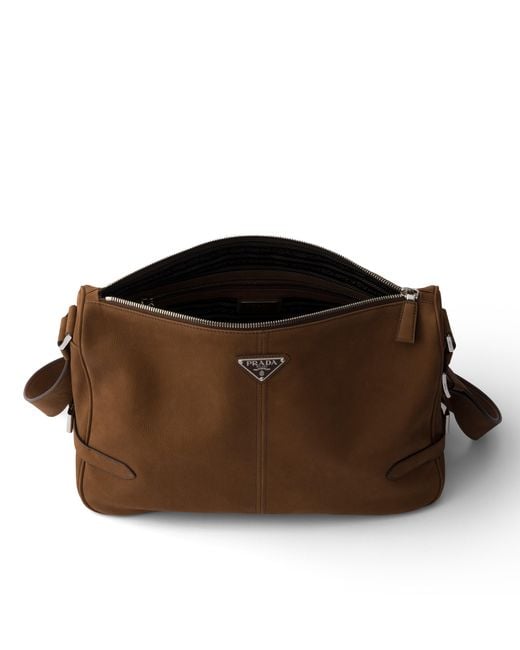Prada Brown Nubuck Leather Shoulder Bag for men