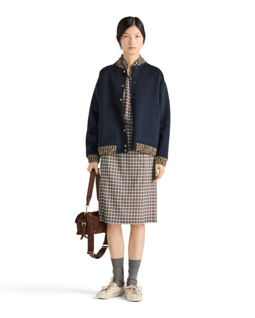 Prada Blue Wool-Cashmere Bomber Jacket