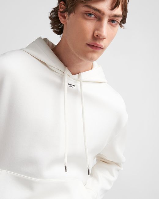 Sweat-shirt À Capuche En Coton Technique Prada pour homme en coloris White