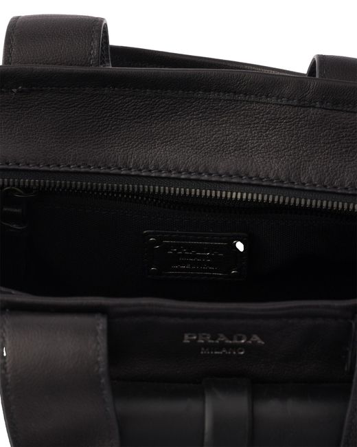 Prada Black Route Medium Leather Tote Bag