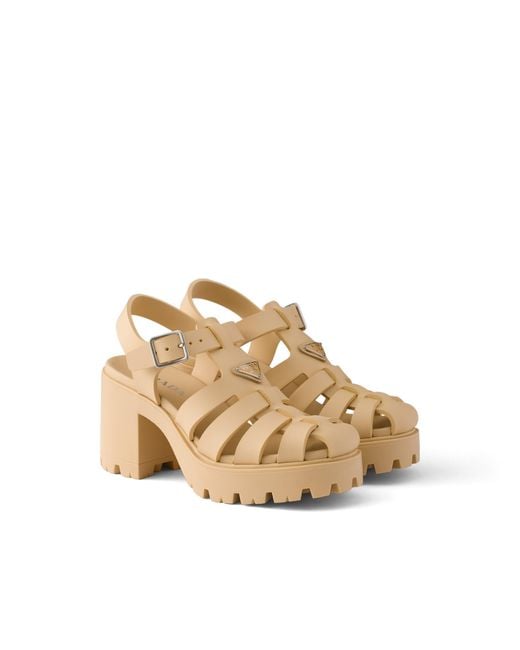 Prada Natural Rubber Platform Sandals