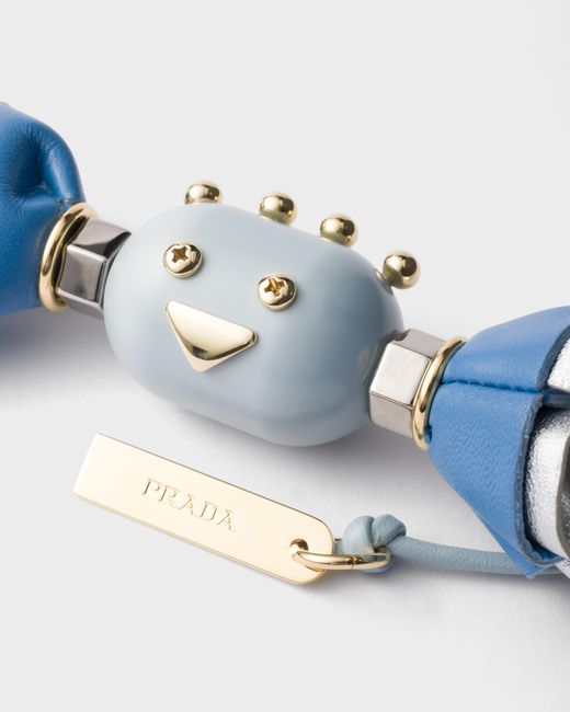 Prada Blue Candy Plexiglas And Leather Key Ring Charm