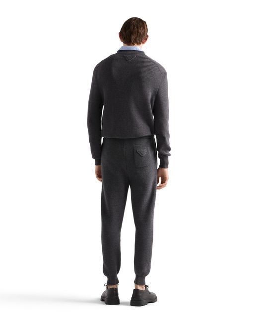 Prada Black Wool V-Neck Sweater for men