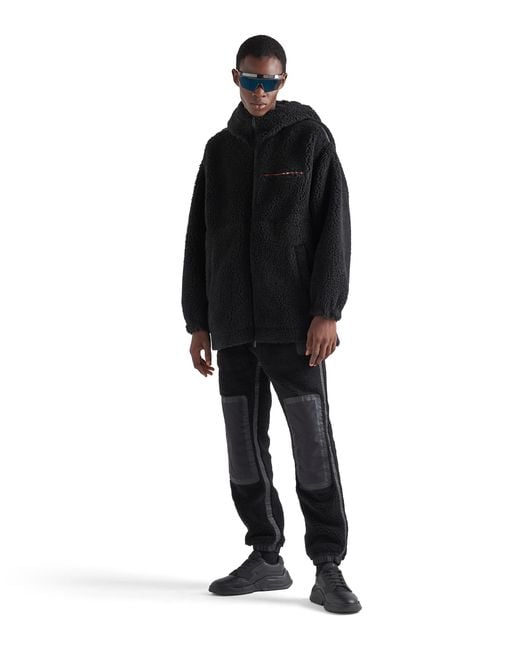 Prada Black Technical Fleece Ski Pants for men