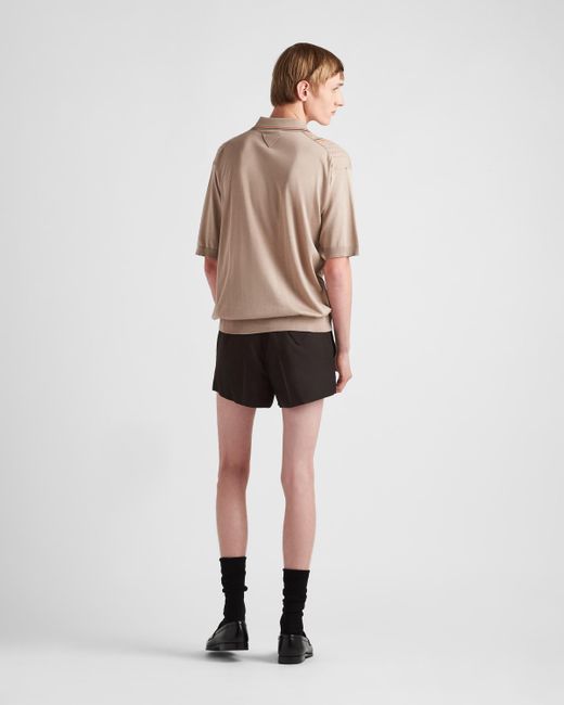 Prada Natural 70s Knit Polo Shirt for men