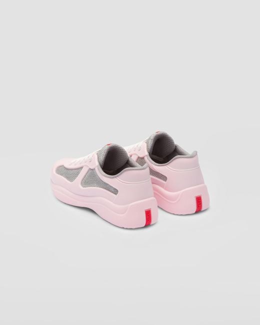 Prada Pink America'S Cup Soft Rubber And Bike Fabric Sneakers