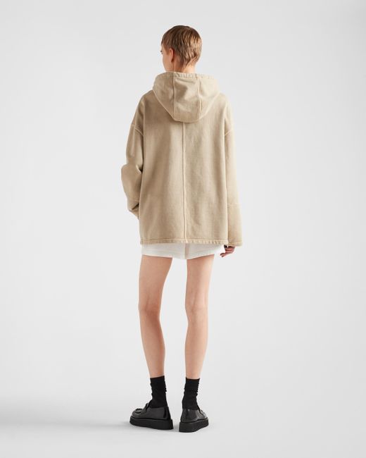 Prada Natural Cotton Fleece Hoodie Jacket