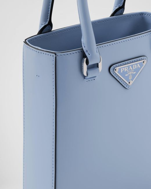 Prada Blue Small Brushed Leather Tote