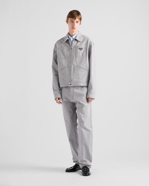 Prada Blousonjacke Aus Denim in Gray für Herren