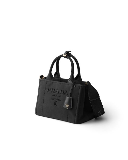 Prada Black Jardinière Small Cotton Canvas Bag