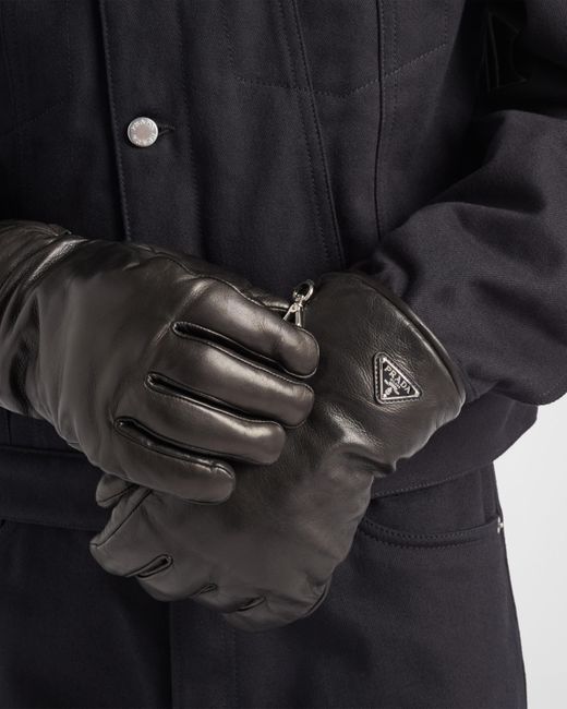 Prada Black Nappa Leather Gloves for men