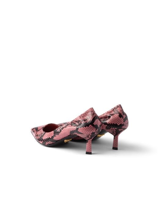Prada Pink Printed Ayers Leather Pumps