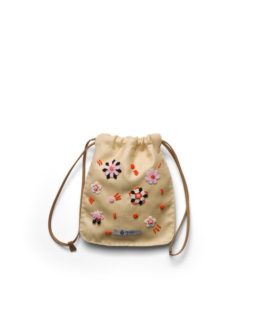 Prada Natural Embroidered Canvas Smartphone Case