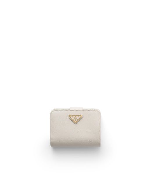 Prada White Small Saffiano Leather Wallet