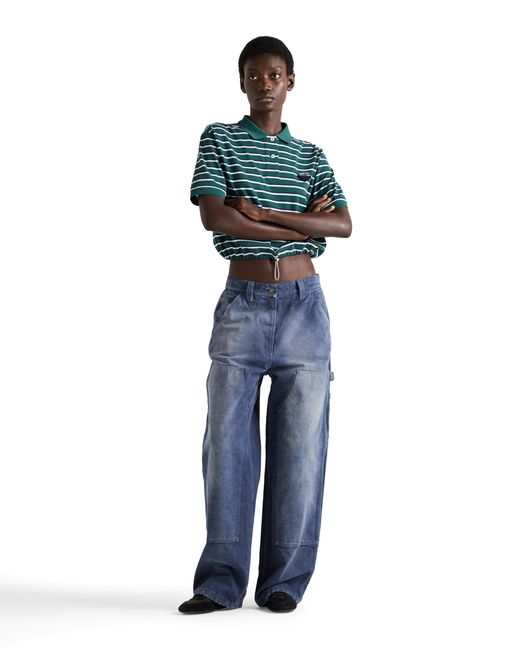 Prada Blue Canvas Cargo Pants