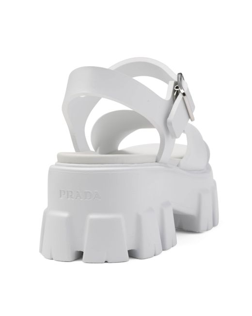 Prada White Monolith Rubber Sandals