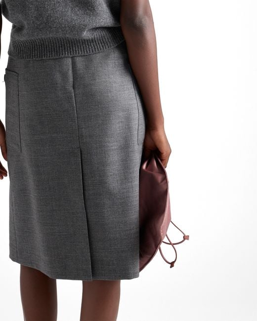 Prada Gray Rush Stitch Pleated Skirt
