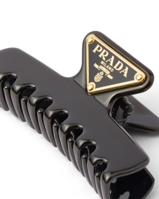 Prada Black Haarklammer Mit Logo