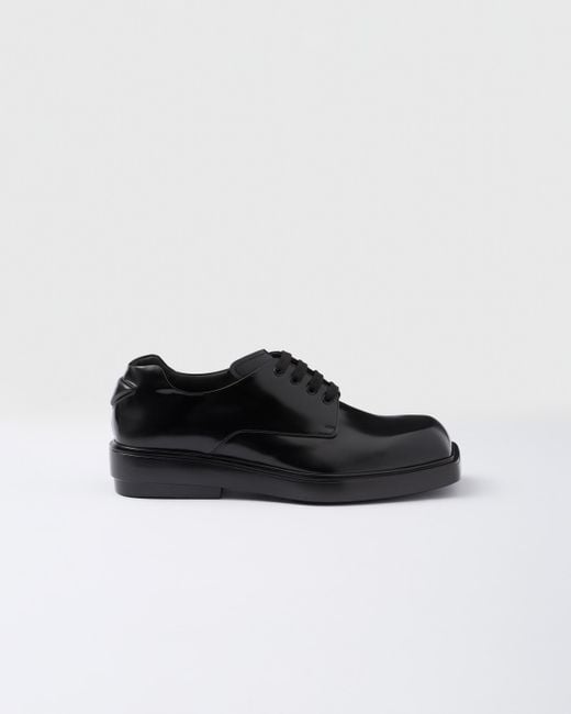 Prada Derby-Schuhe Aus Gebürstetem Leder in Black für Herren