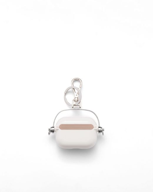 Prada White Airpods Pro 2 Case With Keychain for men