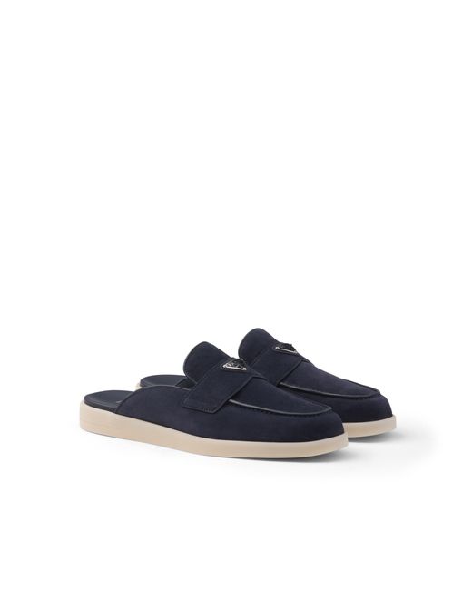 Prada Blue Suede Sabots, Size 9 for men