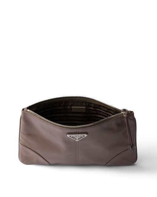 Prada Brown Leather Pouch for men