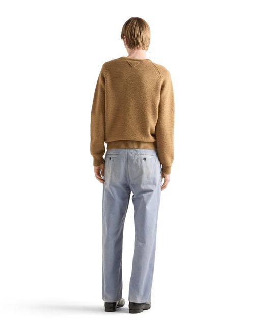 Prada Blue Washed Gabardine Pants for men