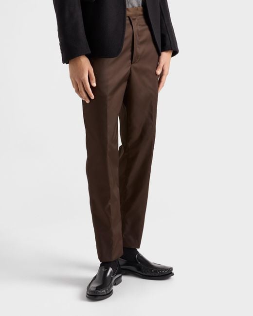 Pantalon En Re-Nylon Prada pour homme en coloris Brown