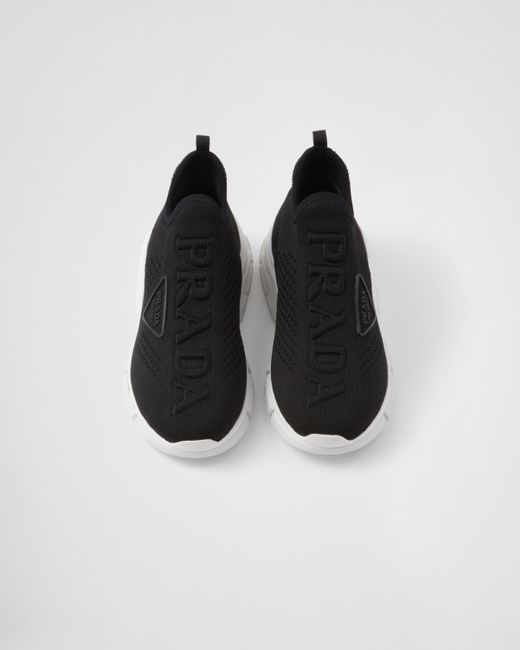 Prada Black Socken-sneaker Aus Strick