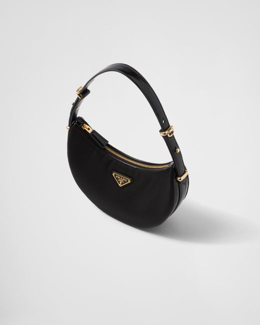 Prada Black Arqué Re-Nylon And Brushed Leather Shoulder Bag