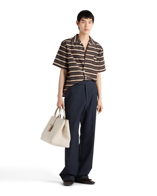 Camisa De Bolera De Algodón A Rayas, Hombre, Talla Prada de hombre de color Brown