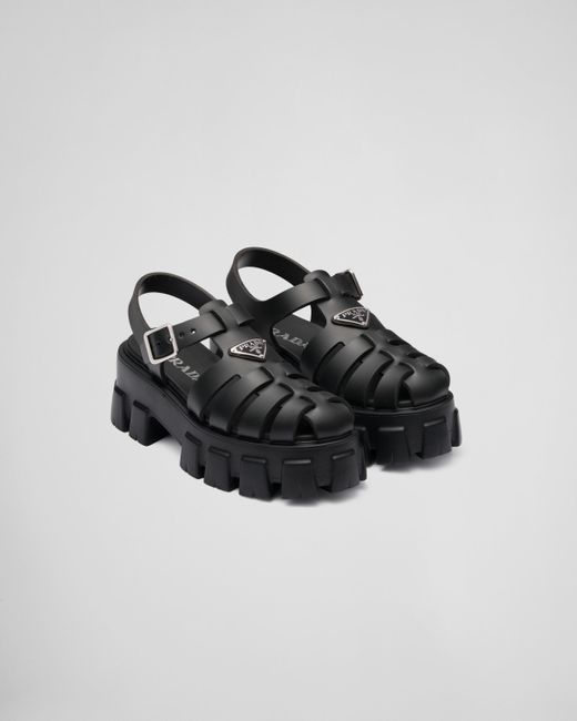 Prada Black Monolith Sandalen Aus Gummi