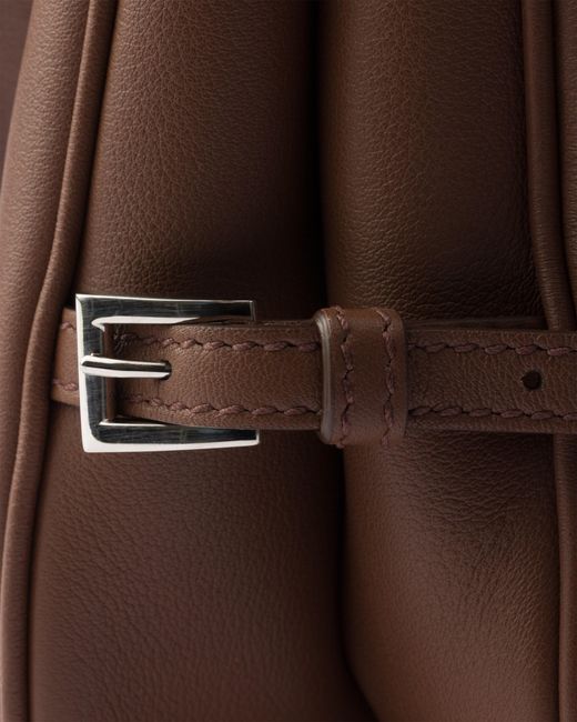 Prada Brown Fold Large Leather Shoulder Bag