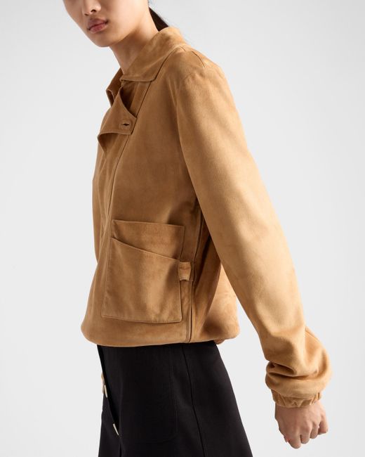 Prada Natural Blousonjacke Aus Wildleder