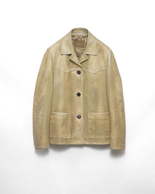 Chaqueta De Napa Prada de color Natural