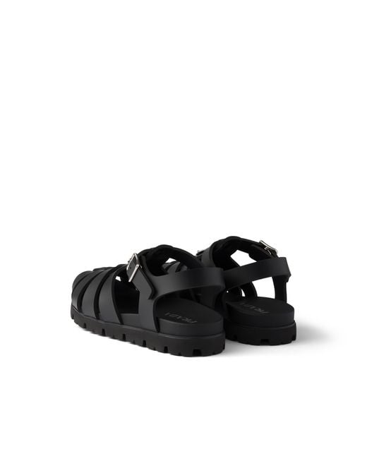 Prada Black Rubber Fisherman Sandals, Size 6 for men