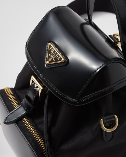 Prada Small Re nylon And Brushed Leather Backpack in White Lyst UK