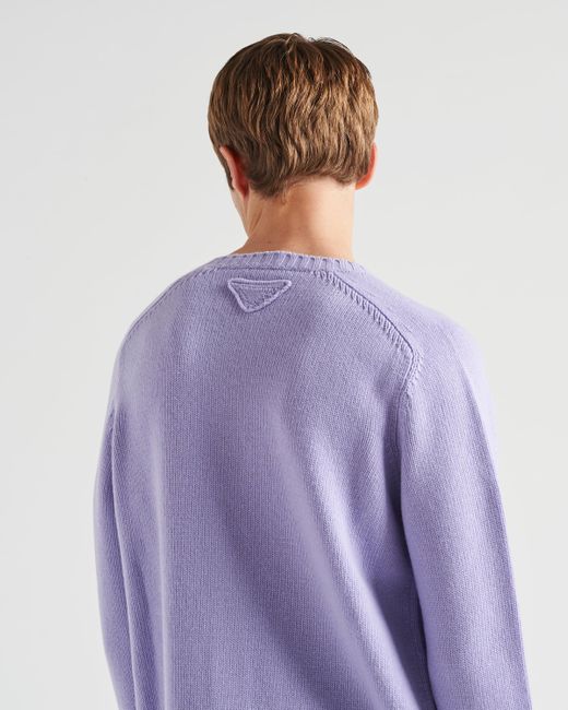 Prada Purple Wool And Cashmere Cardigan for men