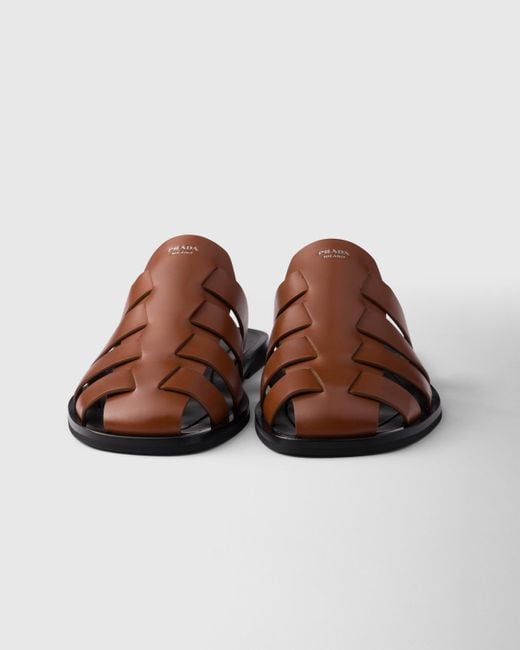 Sabot A Gabbia di Prada in Brown da Uomo