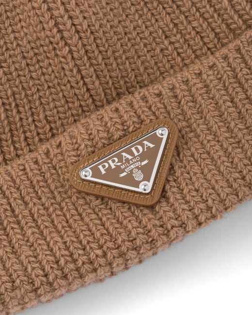 Prada Brown Wool-Cashmere Beanie for men