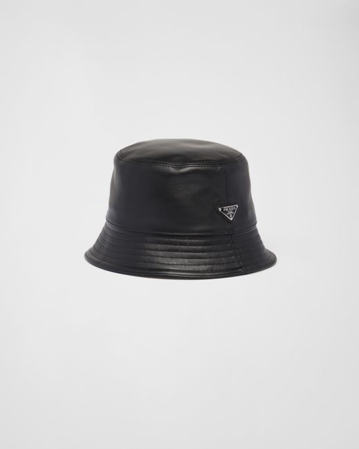 Prada Black Nappa Leather Bucket Hat for men
