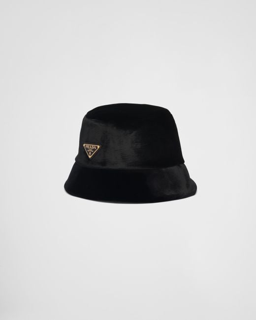 Prada Black Velvet Bucket Hat
