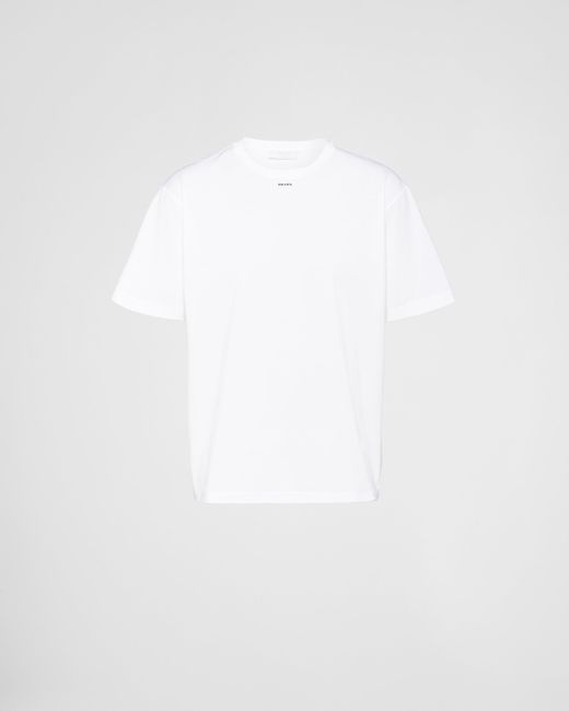T-shirt In Cotone Stretch Con Logo di Prada in White da Uomo
