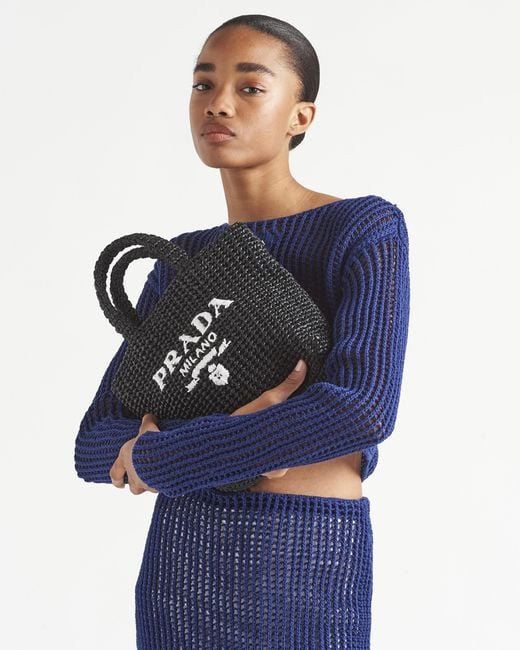 Prada Black Small Crochet Tote Bag