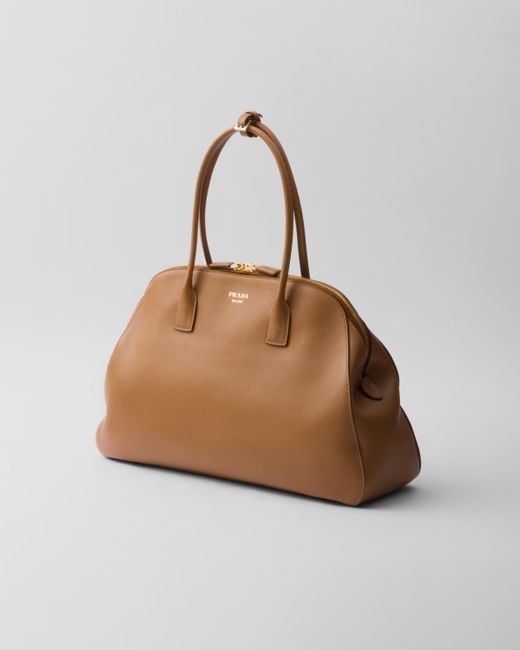 Prada Multicolor Large Leather Tote Bag With Zipper Closure