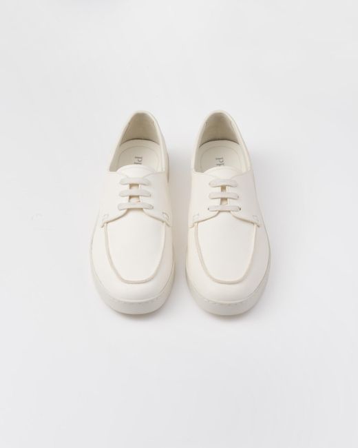 Prada White Leather Lace-Up Shoes for men