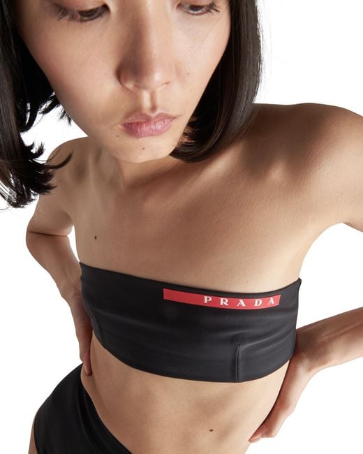 Prada Black Stretch Jersey Swimsuit Top