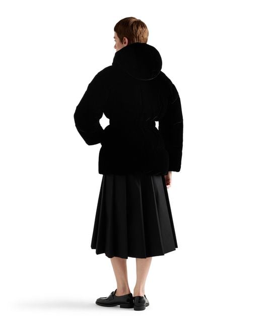 Prada Black Velvet Down Jacket