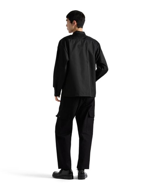 Prada Black Re-Nylon Zip-Up Oversized Shirt for men